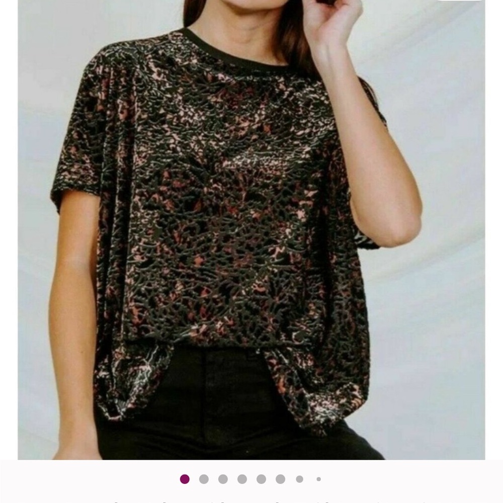 Free People Velvet Cheetah T-Shirt, Size S NWT